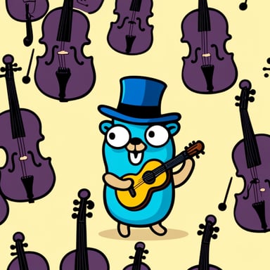 Happy Go Blue Gopher with a Hat is being an orchestra conductor.