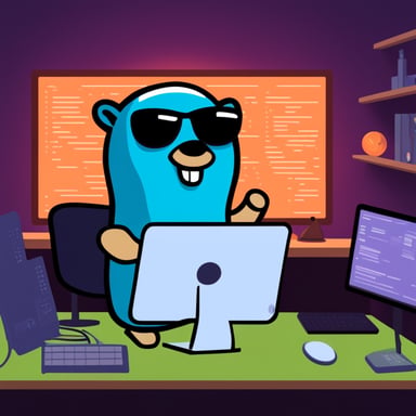 Happy hacker go blue gopher