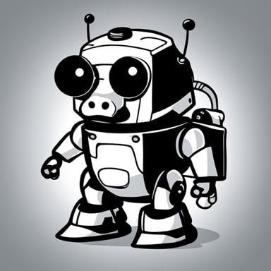 A small Go Blue Gopher robot, like a mecha, cartoon style, simple, no colors just the trace, black and white.