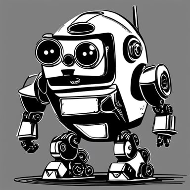 A small Go Blue Gopher robot, like a mecha, cartoon style, simple, no colors just the trace, black and white.