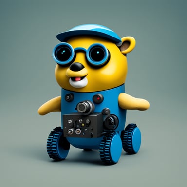 Go Blue Gopher as a robotic AI-powered gopher.