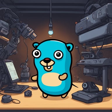 Go Blue Gopher as a robotic AI-powered gopher.