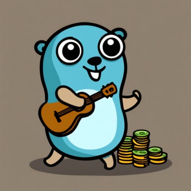 Happy go blue gopher counting money