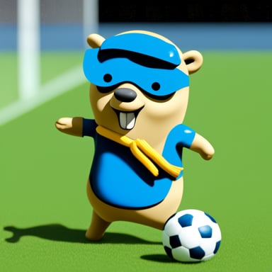 Go Blue Gopher playing soccer.