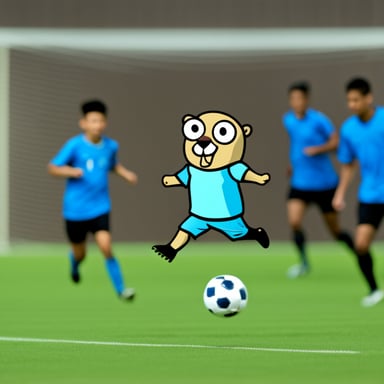 Go Blue Gopher playing soccer.
