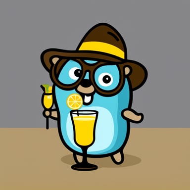 A go blue gopher drinking a cocktail.