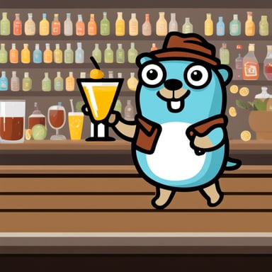 A go blue gopher drinking a cocktail.
