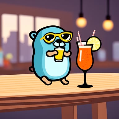 A go blue gopher drinking a cocktail.