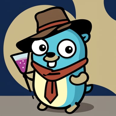 A go blue gopher drinking a cocktail.