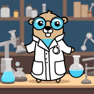 Go Blue Gopher doing very important science with a lab coat.