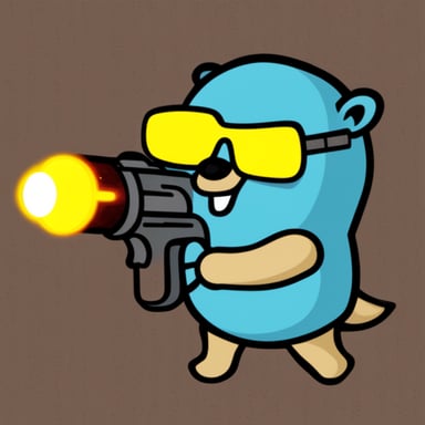 Go blue gopher playing laser tag