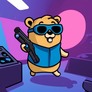 Go blue gopher playing laser tag
