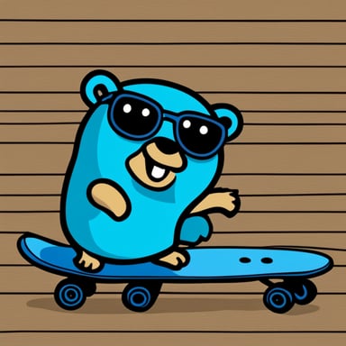 Thrill-seeking skateboarding Go Blue Gopher