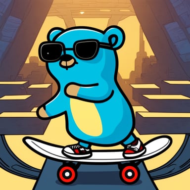 Thrill-seeking skateboarding Go Blue Gopher