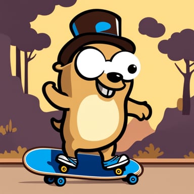 Thrill-seeking skateboarding Go Blue Gopher