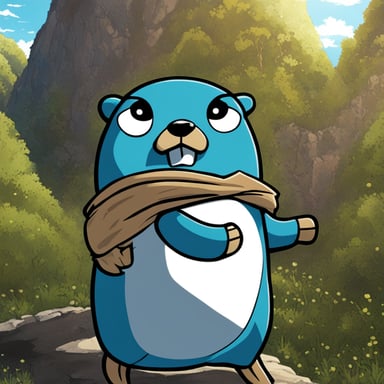 Go Blue Gopher as the main character from Solo Leveling manga.