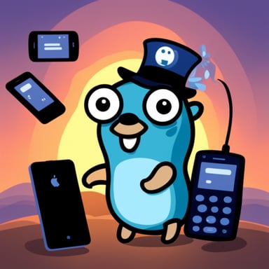 Happy Go Blue Gopher and devices