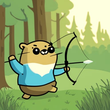 Go Blue Gopher shooting a bow and arrow.