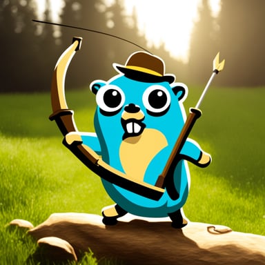 Go Blue Gopher shooting a bow and arrow.