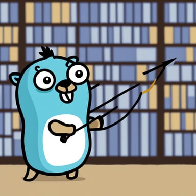 Go Blue Gopher shooting a bow and arrow.