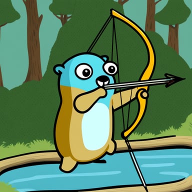 Go Blue Gopher shooting a bow and arrow.