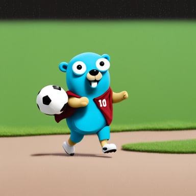 Go Blue Gopher is playing soccer.