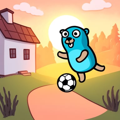 Go Blue Gopher is playing soccer.