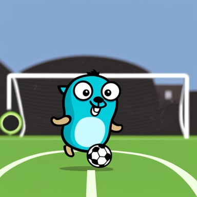 Go Blue Gopher is playing soccer.