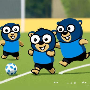 A team of Go Blue Gophers is playing soccer.