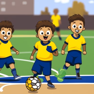 A team of Go Blue Gophers is playing soccer.