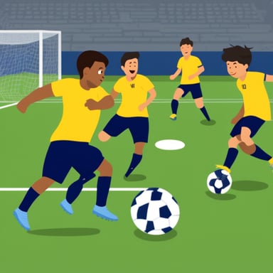 A team of Go Blue Gophers is playing soccer.