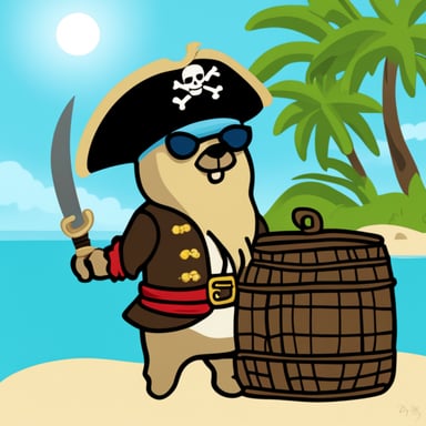 Go Blue Gopher as a 1620 pirate captain in the Caribbean.