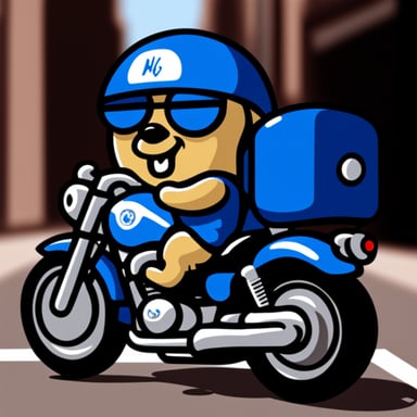 Go Blue Gopher riding a motorcycle