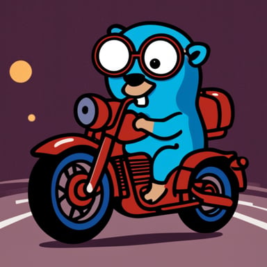 Go Blue Gopher riding a motorcycle