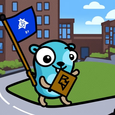 Go Blue Gopher holding a BLM flag.
