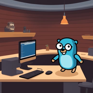 The Go Blue Gopher is now tackling rust, not the kind you find on metal, but as a programming challenge. Watch as the Go Blue Gopher dives into the world of Rust programming, bringing its unique spirit and tenacity to the coding arena.