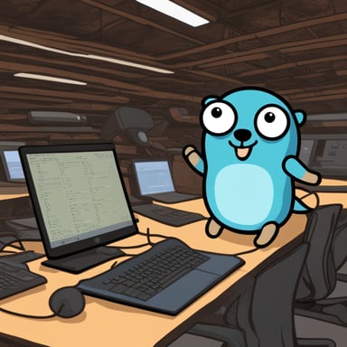 The Go Blue Gopher is now tackling rust, not the kind you find on metal, but as a programming challenge. Watch as the Go Blue Gopher dives into the world of Rust programming, bringing its unique spirit and tenacity to the coding arena.