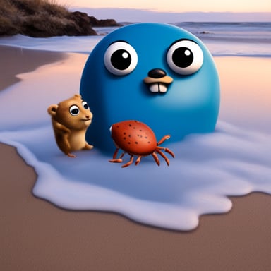 Go Blue Gopher encounters a crab.