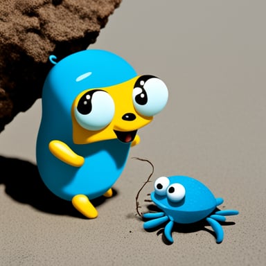 Go Blue Gopher encounters a crab.