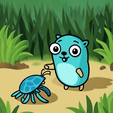 Go Blue Gopher encounters a crab.