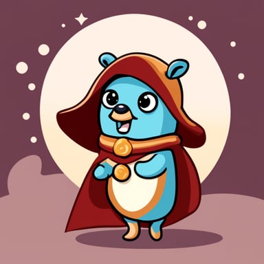 A go blue gopher, known for its cuteness, is a cosplayer that wears a dolphin fantasy outfit.