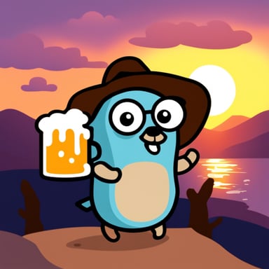 Go Blue Gopher drinking beer.