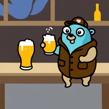 Go Blue Gopher drinking beer.