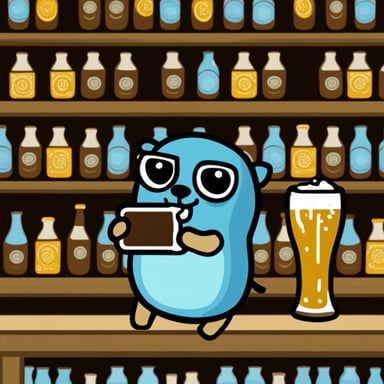 Go Blue Gopher drinking beer.
