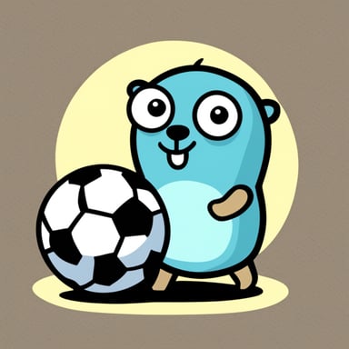 A go blue gopher with a soccer ball, ready to play a game.