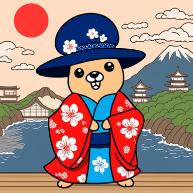 Go blue gopher in Japan wearing a kimono