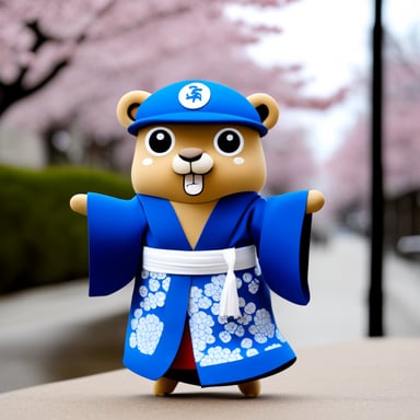Go blue gopher in Japan wearing a kimono