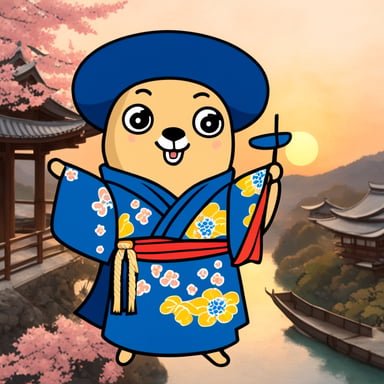 Go blue gopher in Japan wearing a kimono