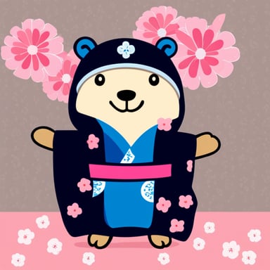 Go blue gopher in Japan wears a kimono.