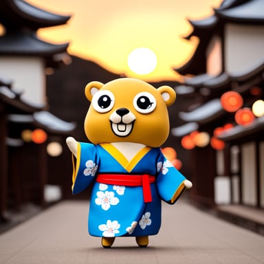 Go blue gopher in Japan wears a kimono.